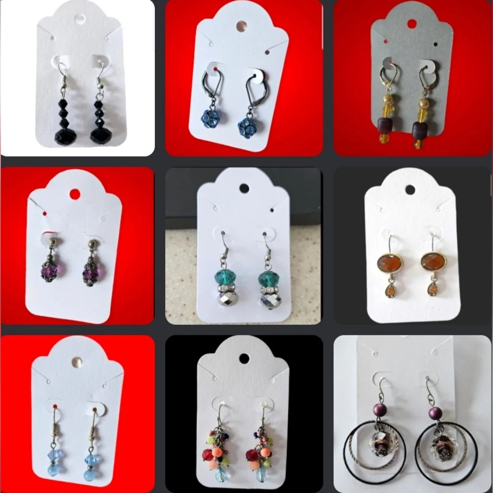 Contemporary Pierced Dangle Earrings Lot of 10 Faux Pearl, Faceted Glass, Beaded - Picture 1 of 11